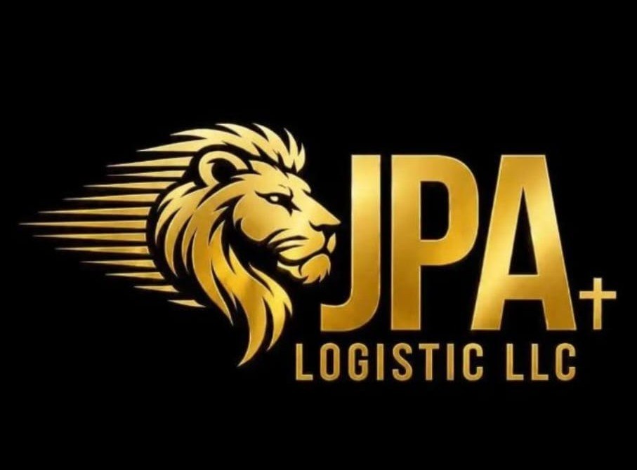 Gold lion and JPA Logistics LLC wordmark on black
